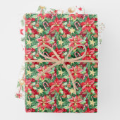 Kerst Poinsettia's en Ornamenten Inpakpapier Vel (In situ)