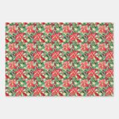 Kerst Poinsettia's en Ornamenten Inpakpapier Vel (Voorkant)
