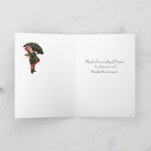 Kerst, Poinsettias, Meisje met paraplu, Sneeuw Feestdagen Kaart (Binnen)