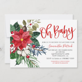 Kerst Pointsettia Baby shower Invitation Kaart