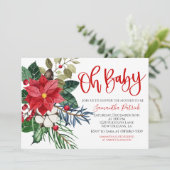 Kerst Pointsettia Baby shower Invitation Kaart (Staand voorkant)