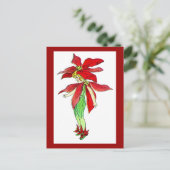 Kerst Pointsettia Flower Fairy Briefkaart (Staand voorkant)