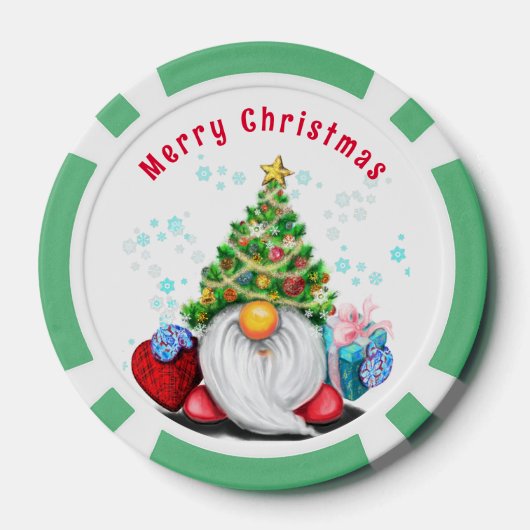Kerst Poker Chips Gnome met Cadeaus (Achterkant)