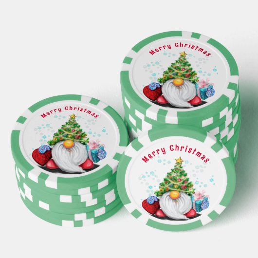 Kerst Poker Chips Gnome met Cadeaus (Opstapeling)