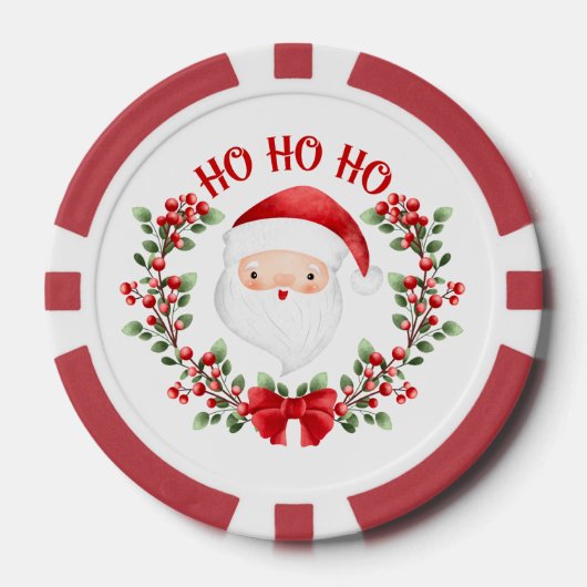 Kerst Poker Chips Schattigee Santa Familienaam (Voorkant)