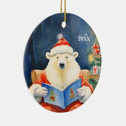 Kerst Polar Beer Aanpassen Datum Ornament (Rechts)