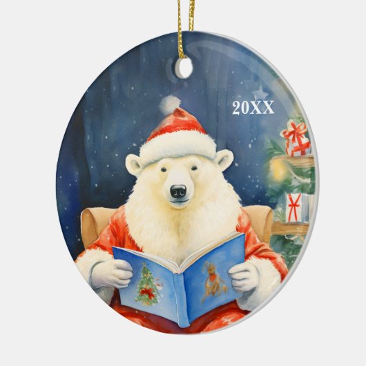 Kerst Polar Beer Aanpassen Datum Ornament (Links)