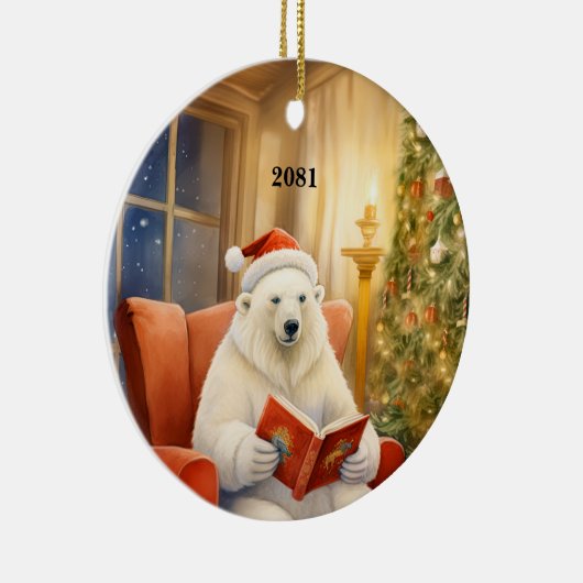 Kerst Polar Beer Aanpassen Datum Ornament (Rechts)