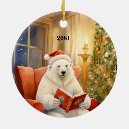Kerst Polar Beer Aanpassen Datum Ornament (Achterkant)