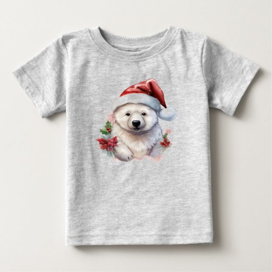 Kerst Polar Beer Baby Fijne Jersey T-shirt (Voorkant)
