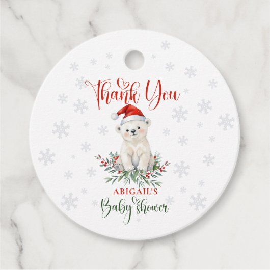 Kerst Polar Beer Baby shower Dank u Bedankjes Labels (Voorkant)
