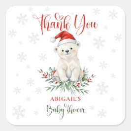 Kerst Polar Beer Baby shower Dank u Vierkante Sticker