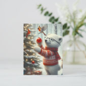 Kerst Polar Beer Cub en de kardinaal Briefkaart (Staand voorkant)