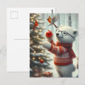 Kerst Polar Beer Cub en de kardinaal Briefkaart (Voorkant / Achterkant)