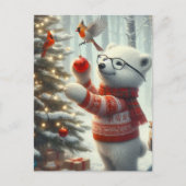 Kerst Polar Beer Cub en de kardinaal Briefkaart (Voorkant)