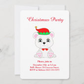 Kerst Polar Beer Elf op White Party Invitation Kaart (Voorkant)