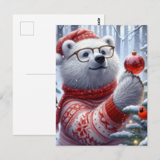Kerst Polar Beer en de kardinaal Briefkaart (Voorkant / Achterkant)