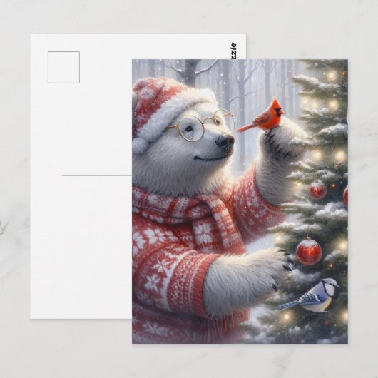 Kerst Polar Beer en de vogels Briefkaart (Voorkant / Achterkant)