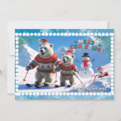 Kerst Polar Beer Familie Gepersonaliseerd Feestdagenkaart (Voorkant)