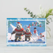 Kerst Polar Beer Familie Gepersonaliseerd Feestdagenkaart (Staand voorkant)