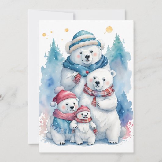 Kerst Polar Beer Familie Vakantie Flat Kaart (Voorkant)