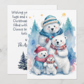 Kerst Polar Beer Familie Vakantie Flat Kaart (Voorkant / Achterkant)