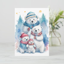 Kerst Polar Beer Familie Vakantie Flat Kaart
