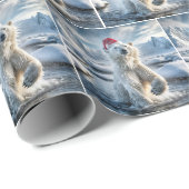 Kerst Polar Beer in Arctisch water Cadeaupapier (Rol Hoek)