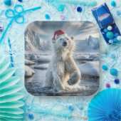 Kerst Polar Beer in Arctisch water Papieren Bordje (Feest)