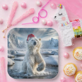 Kerst Polar Beer in Arctisch water Papieren Bordje (Feest)