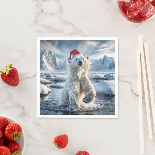 Kerst Polar Beer in Arctisch water Servet (Insitu)