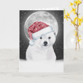Kerst Polar Beer in Sneeuwvlokken Kaart (Gele Bloem)
