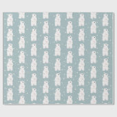 Kerst Polar Beer in Sneeuwvlokken Wrapping Paper Cadeaupapier (Vlak)
