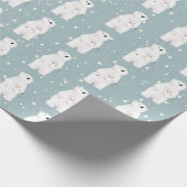 Kerst Polar Beer in Sneeuwvlokken Wrapping Paper Cadeaupapier (Hoek)