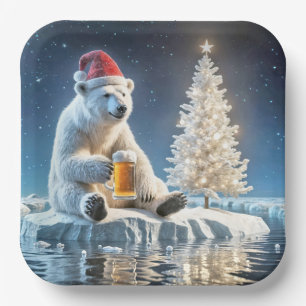 Kerst Polar Beer met bier Papieren Bordje
