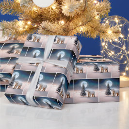 Kerst Polar Beer met Boom Cadeaupapier
