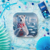 Kerst Polar Beer met een hart Papieren Bordje (Feest)