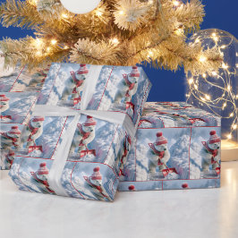 Kerst Polar Beer met rode schop Cadeaupapier