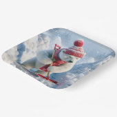 Kerst Polar Beer met rode schop Papieren Bordje (Gebogen)