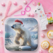 Kerst Polar Beer met Santa Pet Papieren Bordje (Feest)