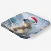 Kerst Polar Beer met Santa Pet Papieren Bordje (Gebogen)