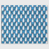 Kerst Polar Beer op Blue Plaid Cadeaupapier (Vlak)