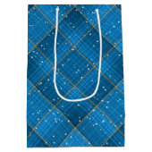 Kerst Polar Beer op Blue Plaid Medium Cadeauzakje (Achterkant)