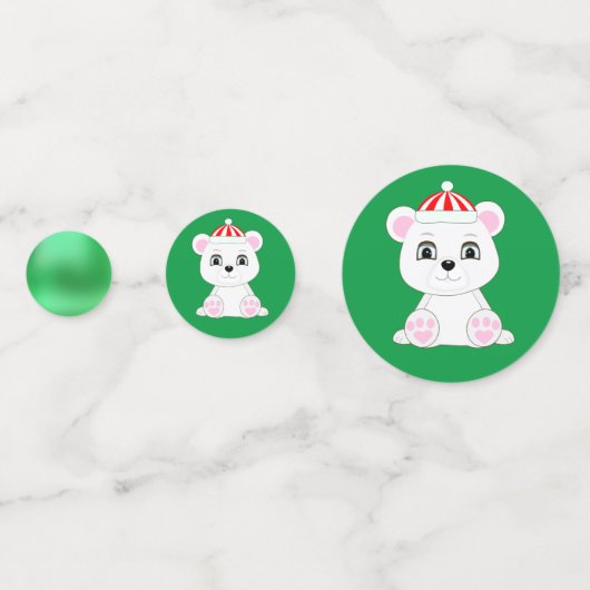 Kerst Polar beer op groen en rood Confetti (Voorkanten)