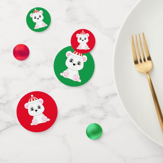 Kerst Polar beer op groen en rood Confetti (Groep)