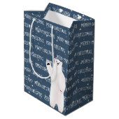Kerst Polar Beer op Stars Medium Gift Bag Medium Cadeauzakje (Achterkant Gekanteld)