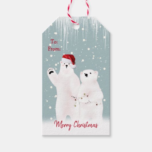 Kerst Polar Beer Paar Gift Labels Cadeaulabel (Voorkant)