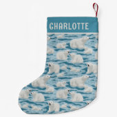 Kerst Polar Beer Patroon Gepersonaliseerde naam Kleine Kerstsok (Achterkant)