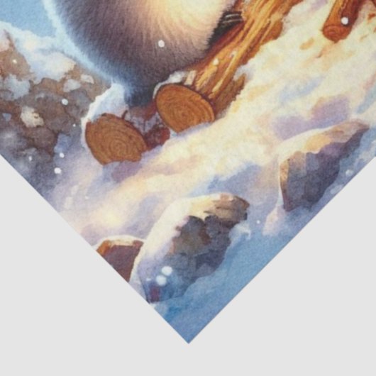 Kerst Polar Beer & Penguin Kampvuur Decoupage Tissuepapier (Detail)