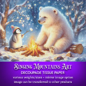 Kerst Polar Beer & Penguin Kampvuur Decoupage Tissuepapier